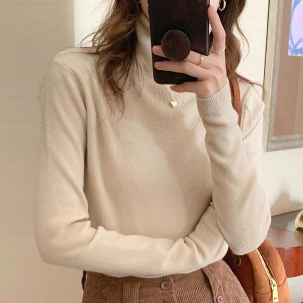 リブタートルニットトップス 4930-画像3-韓国ファッション通販POPREA［ポップリア］