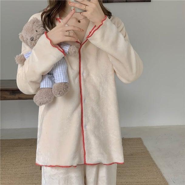 ふわふわベロアパジャマ 4961-画像3-韓国ファッション通販POPREA［ポップリア］