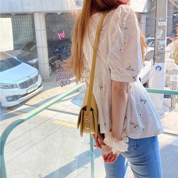 フラワー刺繍パフスリーブブラウス 5203-画像3-韓国ファッション通販POPREA［ポップリア］