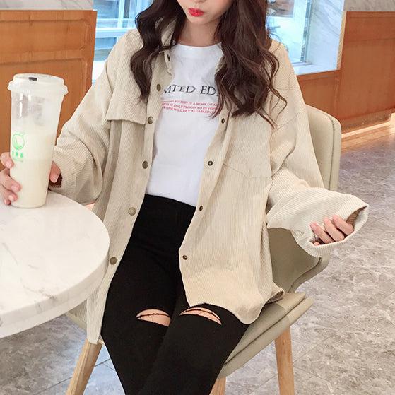 コーディロイスナップボタンジャケット 5231-画像3-韓国ファッション通販POPREA［ポップリア］