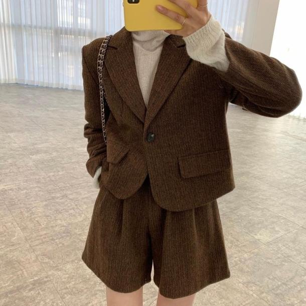 ウールテーラードショートジャケット 4795-画像3-韓国ファッション通販POPREA［ポップリア］