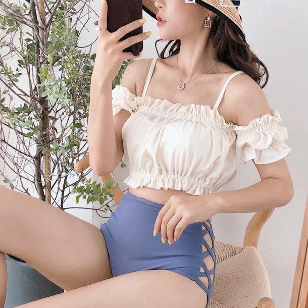 ハイウエストフリルオフショルダー 5206-画像3-韓国ファッション通販POPREA［ポップリア］