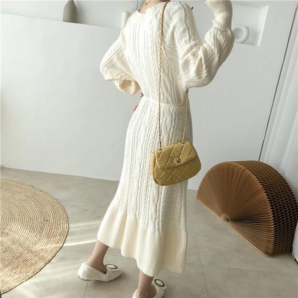 ツイストケーブルニットワンピ 4855-画像3-韓国ファッション通販POPREA［ポップリア］