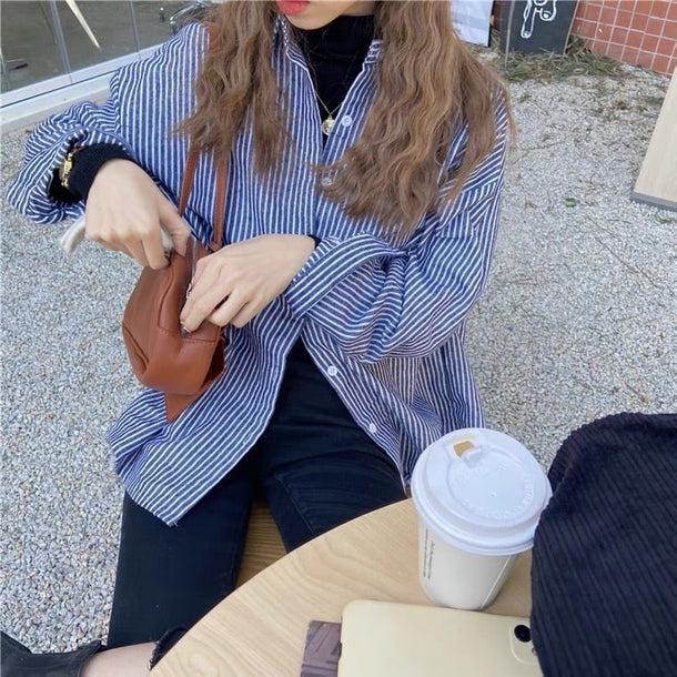 カジュアルストライプシャツ 5150-画像3-韓国ファッション通販POPREA［ポップリア］