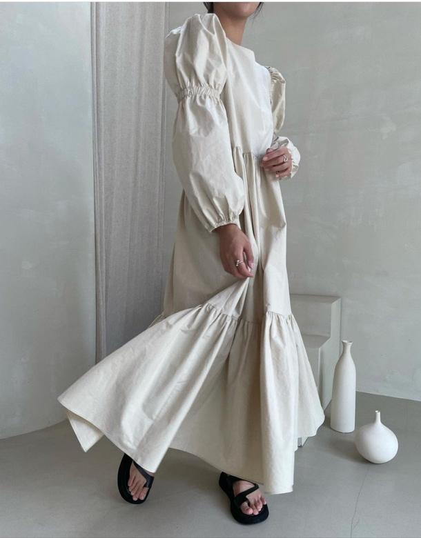 バブルスリーブティアードワンピース 4756-画像3-韓国ファッション通販POPREA［ポップリア］