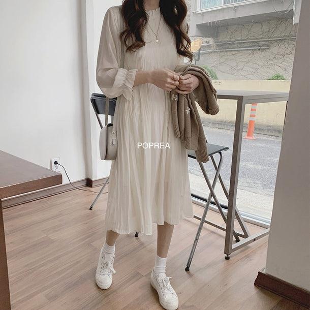 ギャザーシフォンワンピース 5107-画像3-韓国ファッション通販POPREA［ポップリア］