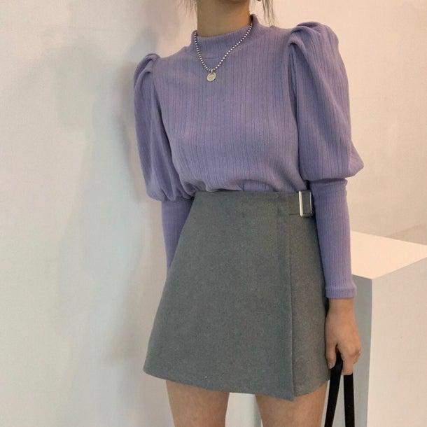 ぷちハイネックパフスリーブニット 4992-画像3-韓国ファッション通販POPREA［ポップリア］