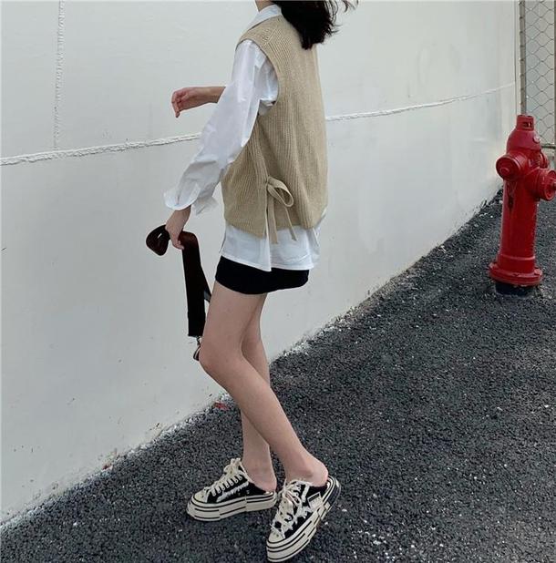 サイドリボンニットベスト 4772-画像3-韓国ファッション通販POPREA［ポップリア］