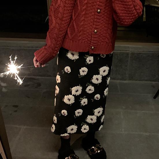 フラワーボアロングスカート 4838-画像3-韓国ファッション通販POPREA［ポップリア］