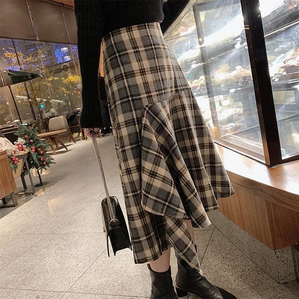マーメイドフレアチェックスカート 5062-画像3-韓国ファッション通販POPREA［ポップリア］