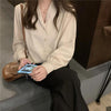 Vネックパールボタンブラウス 4689-画像3-韓国ファッション通販POPREA［ポップリア］