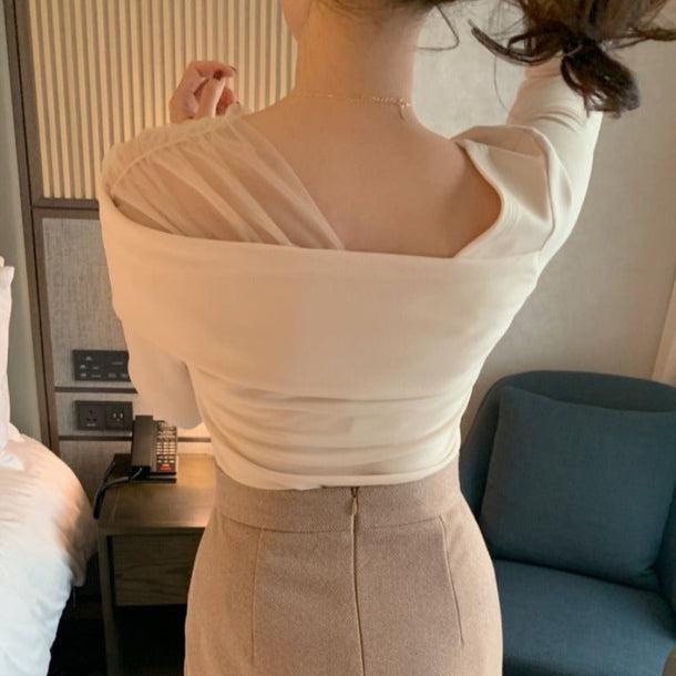 ドレッシーシアーブラウス 5049-画像3-韓国ファッション通販POPREA［ポップリア］