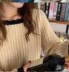 あったかシンプルリブショートニット 4853-画像3-韓国ファッション通販POPREA［ポップリア］