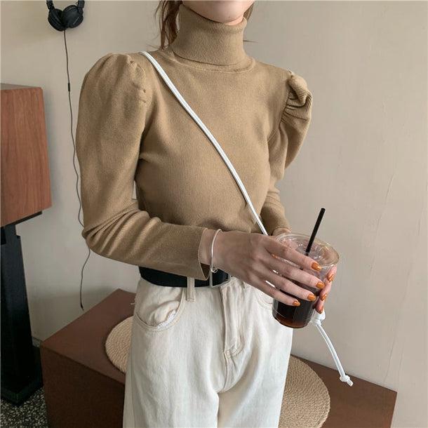 パフスリデザインニット 5024-画像3-韓国ファッション通販POPREA［ポップリア］