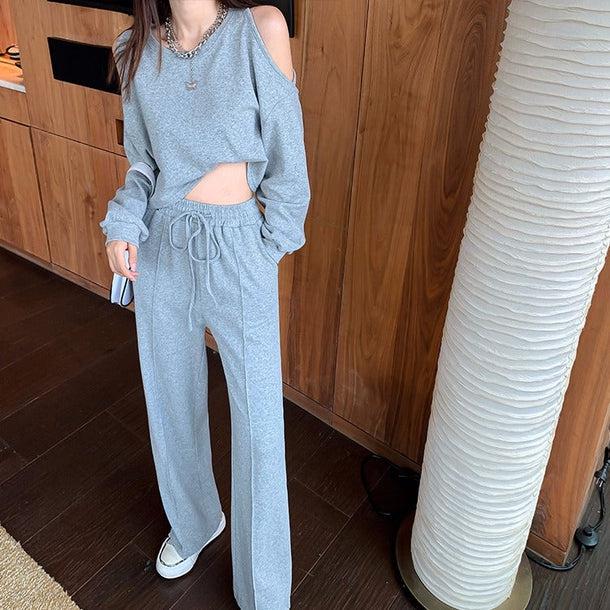 オフショルトレーナー＆パンツセット 5132-画像3-韓国ファッション通販POPREA［ポップリア］