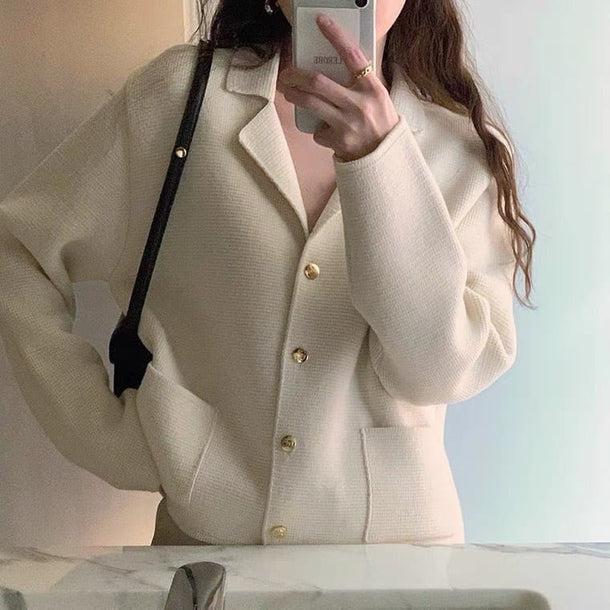 ゴールドボタンオープンカラージャケット 5106-画像3-韓国ファッション通販POPREA［ポップリア］