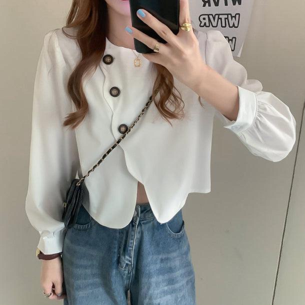 ロングスリーブショートブラウス 5089-画像3-韓国ファッション通販POPREA［ポップリア］