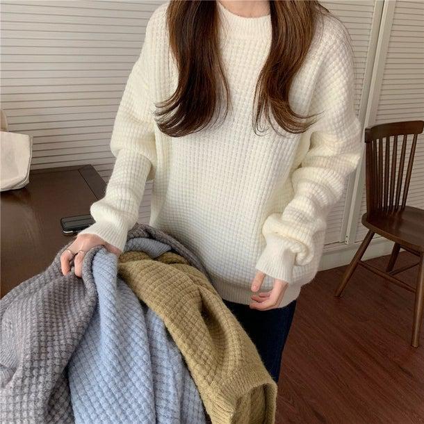 ワッフルベーシックプルオーバー 4958-画像3-韓国ファッション通販POPREA［ポップリア］