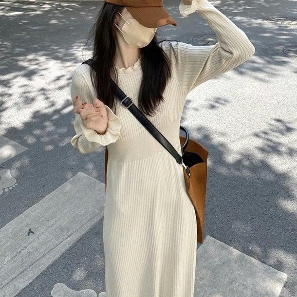 リブニットスリムワンピース 4936-画像3-韓国ファッション通販POPREA［ポップリア］