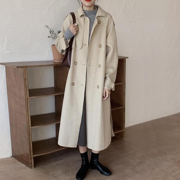 ダブルブレストベルトロングコート 4906-画像3-韓国ファッション通販POPREA［ポップリア］