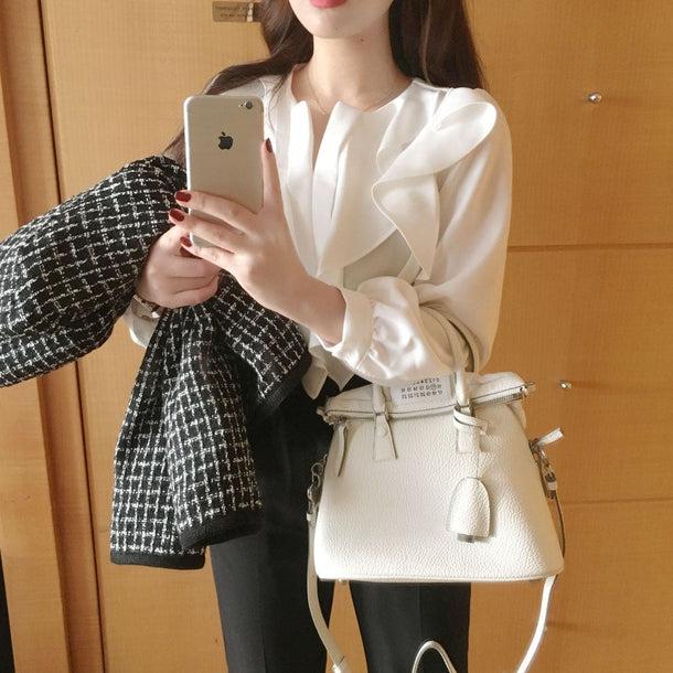 シアーフリルシフォンブラウス 5050-画像3-韓国ファッション通販POPREA［ポップリア］