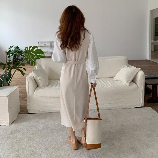 エレガントラウンドネックワンピース 5052-画像3-韓国ファッション通販POPREA［ポップリア］