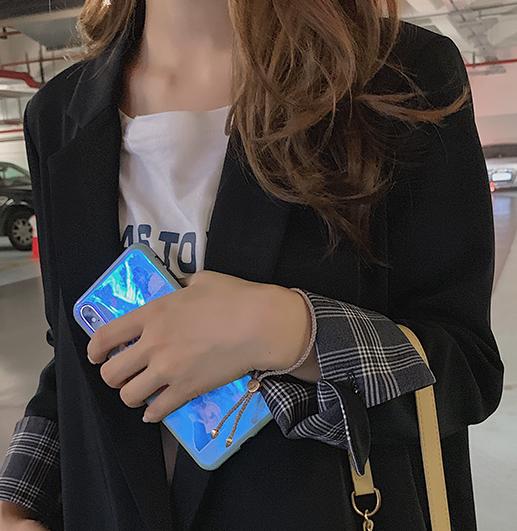 チェック袖ブラックロングジャケット 4729-画像3-韓国ファッション通販POPREA［ポップリア］