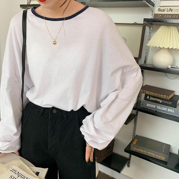 モノトーンカラー長袖トップス 4697-画像3-韓国ファッション通販POPREA［ポップリア］