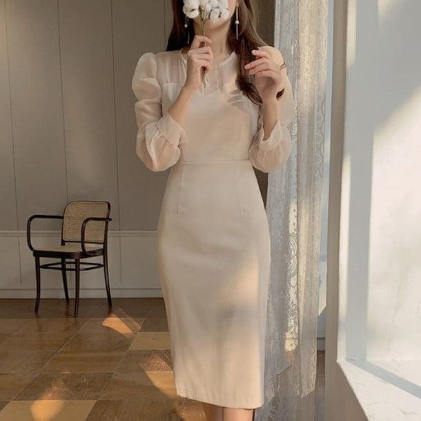 パフスリハイウエストドレスワンピ 5031-画像3-韓国ファッション通販POPREA［ポップリア］