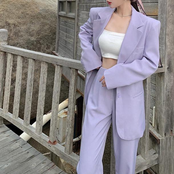 バイオレットロングツーピースセットアップ 5208-画像3-韓国ファッション通販POPREA［ポップリア］