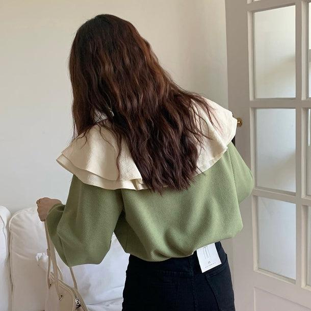 ダブルフリルカラートップス 5094-画像3-韓国ファッション通販POPREA［ポップリア］