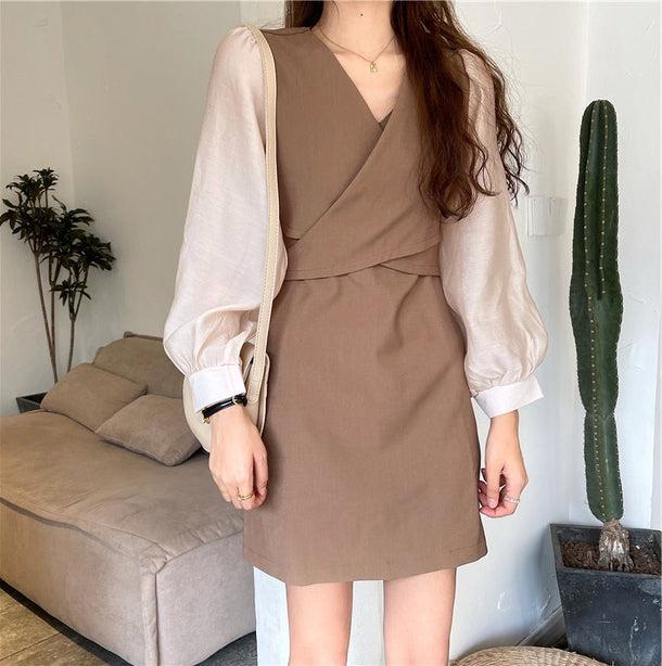 バックリボンドッキングワンピ 5160-画像3-韓国ファッション通販POPREA［ポップリア］