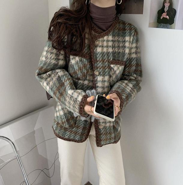 チェック柄ウールショートジャケット 4806-画像41-韓国ファッション通販POPREA［ポップリア］