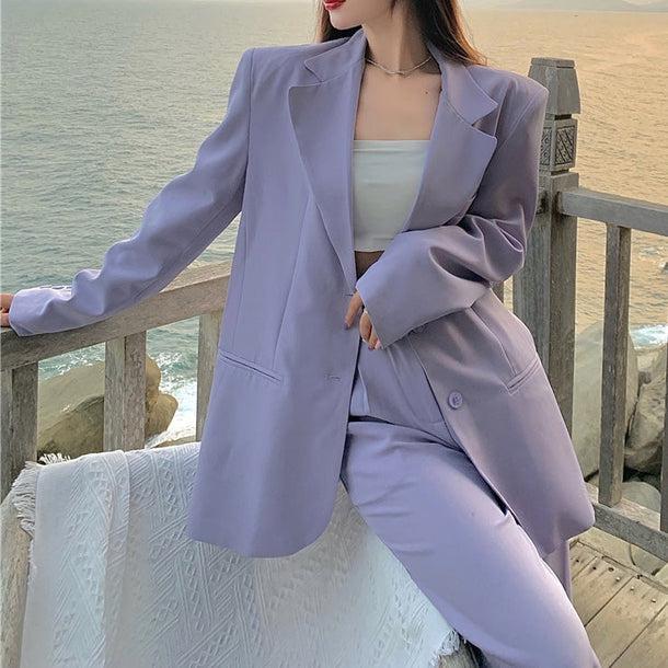 バイオレットロングツーピースセットアップ 5208-画像4-韓国ファッション通販POPREA［ポップリア］