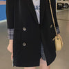 チェック袖ブラックロングジャケット 4729-画像4-韓国ファッション通販POPREA［ポップリア］