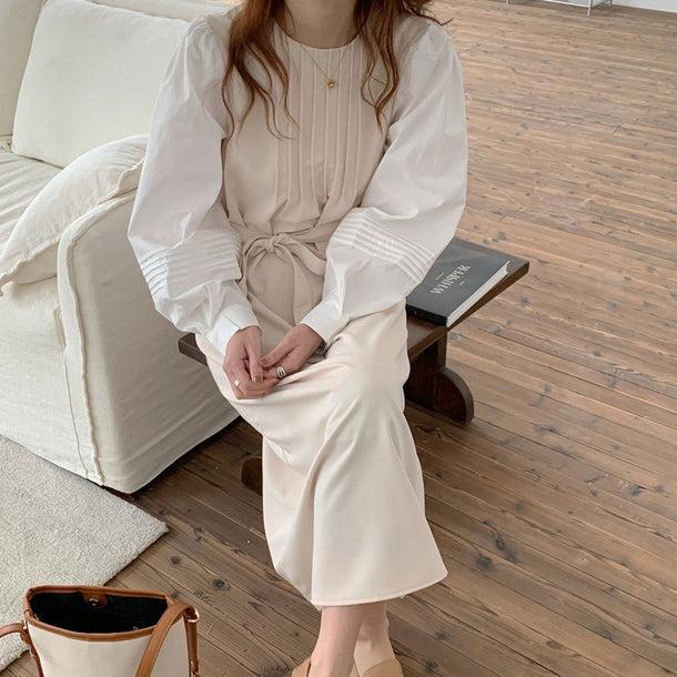 エレガントラウンドネックワンピース 5052-画像4-韓国ファッション通販POPREA［ポップリア］