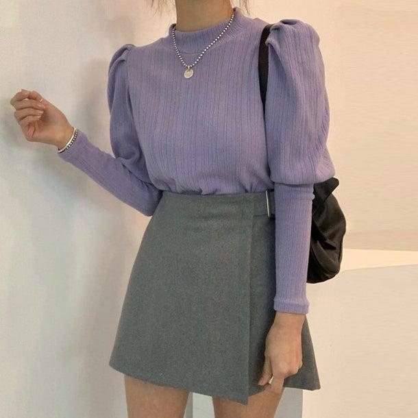 ぷちハイネックパフスリーブニット 4992-画像4-韓国ファッション通販POPREA［ポップリア］