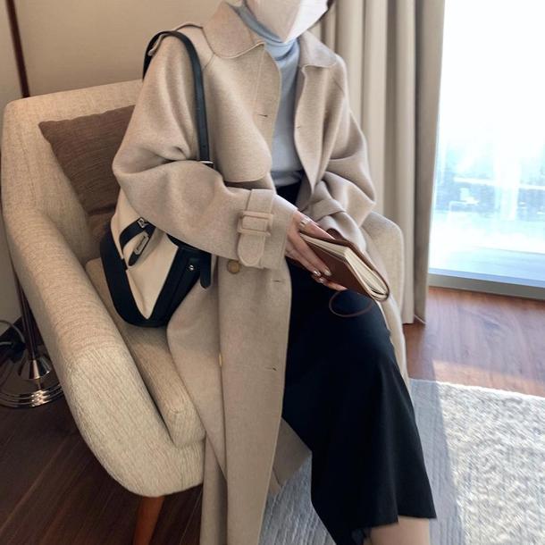 ダブルブレストベルトロングコート 4906-画像4-韓国ファッション通販POPREA［ポップリア］