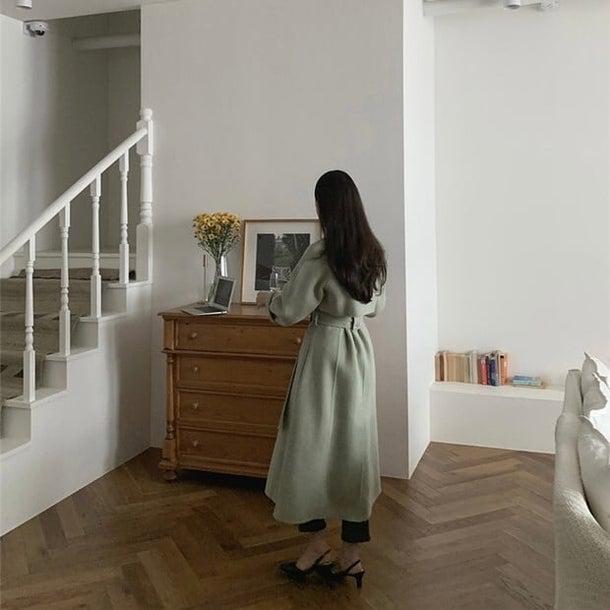 ラペルレディロングコート 4932-画像4-韓国ファッション通販POPREA［ポップリア］