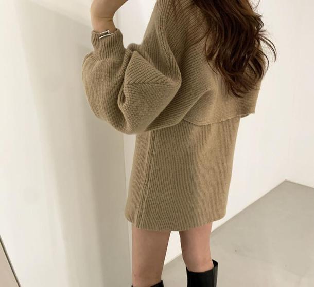 ハイネックニットトップス＆ミニワンピース 4815-画像4-韓国ファッション通販POPREA［ポップリア］
