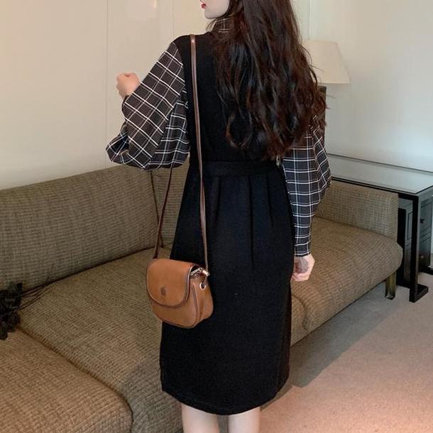 フェイクブラウス＆ブラックジャンスカドレス 4738-画像4-韓国ファッション通販POPREA［ポップリア］