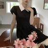 襟付きブラックミニワンピース﻿﻿ 5771-画像4-韓国ファッション通販POPREA［ポップリア］
