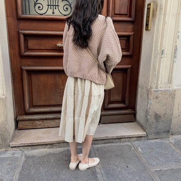 レトロツイストニットワンピースセット 4937-画像4-韓国ファッション通販POPREA［ポップリア］