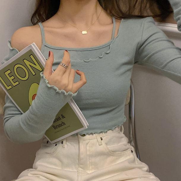 レイヤードメロースリムトップス 5116-画像4-韓国ファッション通販POPREA［ポップリア］