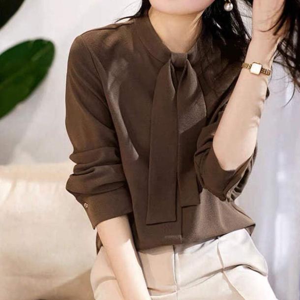 リボンタイソフトタッチブラウス 4881-画像4-韓国ファッション通販POPREA［ポップリア］