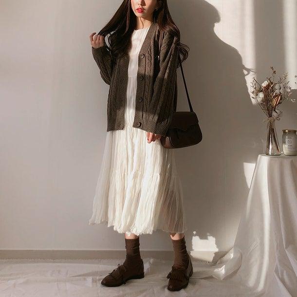 プリーツティアードシフォンワンピ 4995-画像4-韓国ファッション通販POPREA［ポップリア］