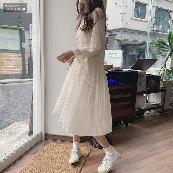 ギャザーシフォンワンピース 5107-画像4-韓国ファッション通販POPREA［ポップリア］