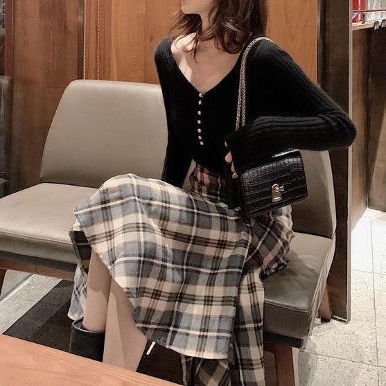 マーメイドフレアチェックスカート 5062-画像4-韓国ファッション通販POPREA［ポップリア］