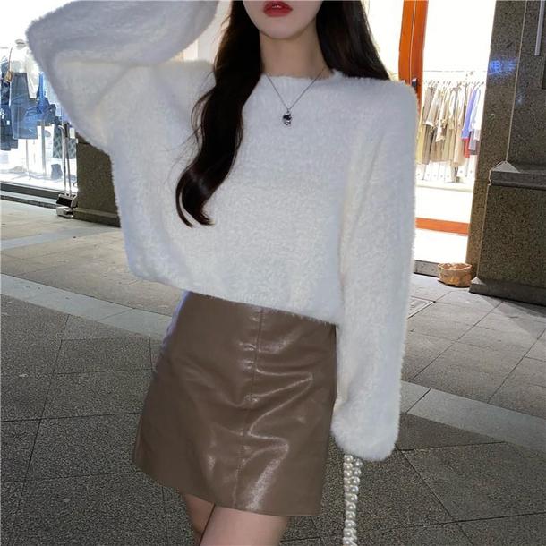 ショートウールニットトップス 4887-画像4-韓国ファッション通販POPREA［ポップリア］