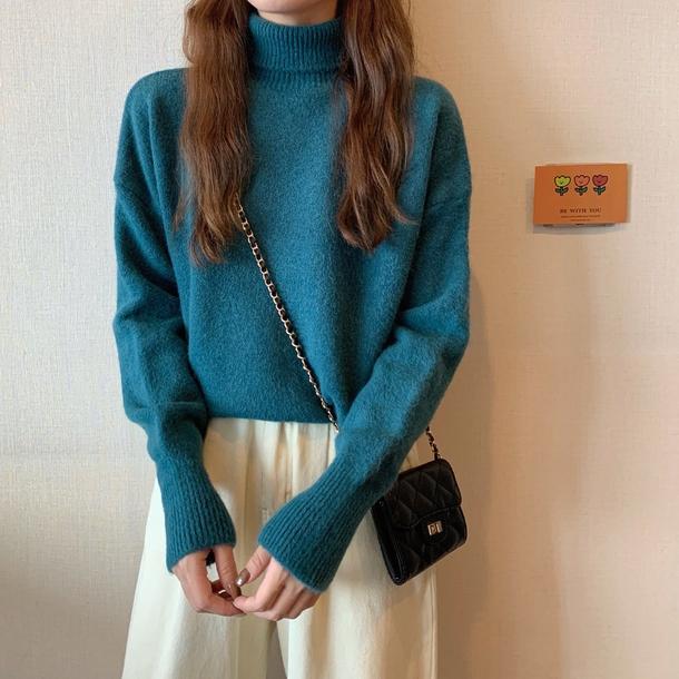 タートルネックルーズセーターニット 4873-画像4-韓国ファッション通販POPREA［ポップリア］